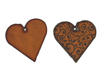 The Lipstick Ranch Etched Rusted Iron Heart Pendant 42mm
