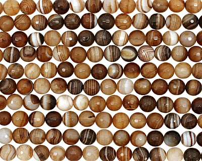 Amber Line Agate Faceted Round 10mm