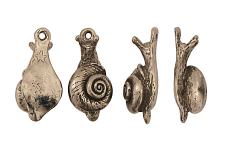 Green Girl Pewter Snail Dangle 11x26mm