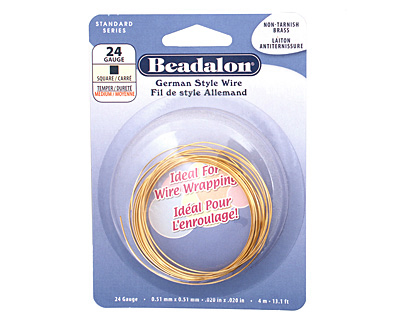 German Style Wire Non Tarnish Brass Square 24 gauge, 4 meters
