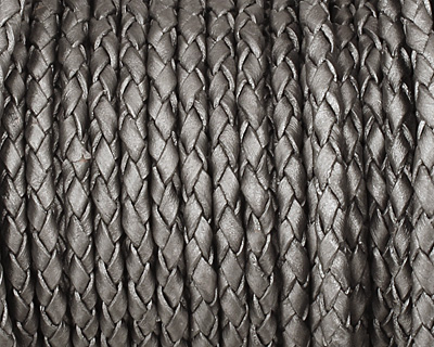 Silver (metallic) Braided Leather Bolo Cord 3mm
