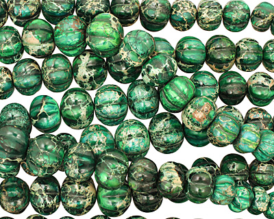 Dark Emerald Impression Jasper Pumpkin Graduated 9-20x13-24mm