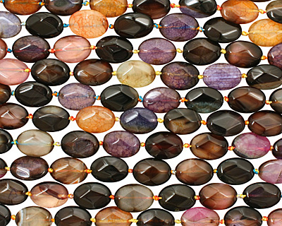 Rainbow Snakeskin Agate Faceted Flat Oval 18x13mm