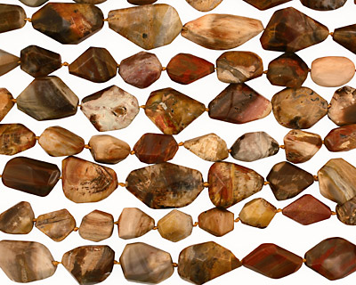 Madagascar Petrified Wood Faceted Nugget 15-28x10-18mm
