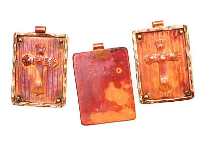 Patricia Healey Copper Cross in Frame Pendant 32x47mm