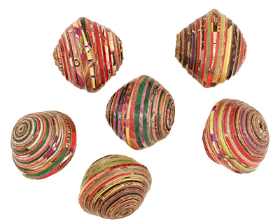African Paper (red, yellow, purple) Bicone 24-25x26-27mm