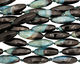 Black & Sea Green Agate 4 Sided Rice 40x14mm