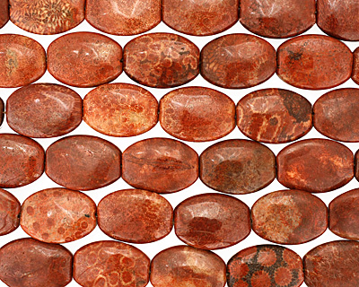 Fossil Coral (red) Flat Ended Oval 30x22mm