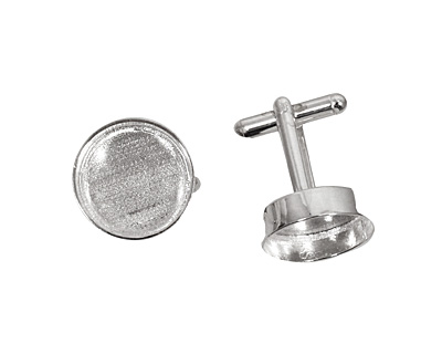 Silver (plated) Circle Bezel Cuff Link 17mm