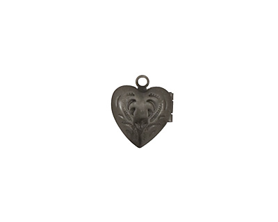 Gunmetal Tiny Pressed Heart Heirloom Locket 13x15mm