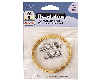 German Style Wire Gold (plated) Round 22 gauge, 10 meters