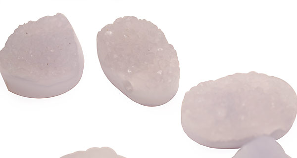 Chalcedony Freeform Pendant w/ Druzy 20-25x32-42mm