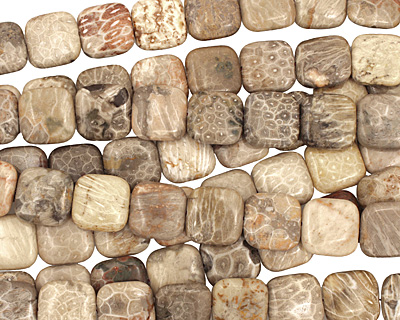 Gray Fossil Coral Puff Square 20mm