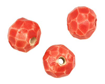 Gaea Ceramic Red Hot Geode Round 11-12x13-14mm