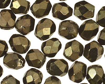 Czech Fire Polished Glass Metallic Green Round 3mm