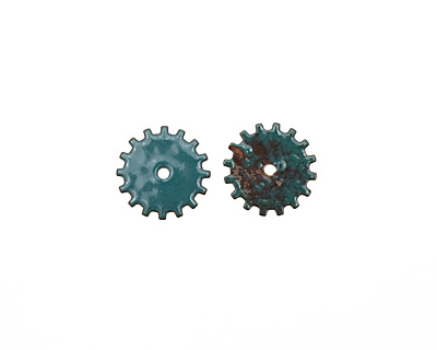 C-Koop Enameled Metal Peacock Blue Closed Gear 19mm