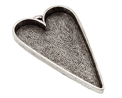 Nunn Design Antique Silver (plated) Grande Heart Bezel Pendant 54x29mm