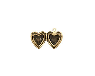 Antique Brass (plated) Tiny Pressed Heart Heirloom Locket 13x15mm