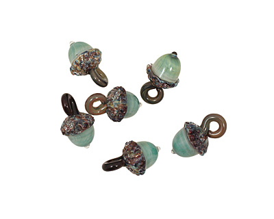 Grace Lampwork Eucalyptus Leaf Acorn 17x28mm