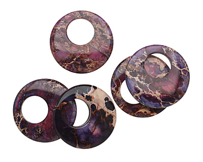 Purple Impression Jasper Coin Pendant 40mm