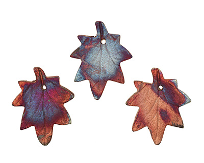 XAZ Raku Maple Leaf Pendant 37x45-47mm