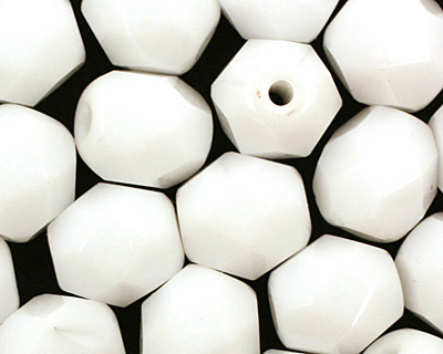 Czech Fire Polished Glass Opaque White Round 6mm