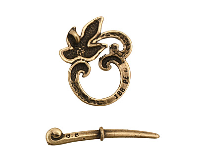 Antique Brass (plated) Ivy Leaf Toggle Clasp 22x19mm, 29mm bar
