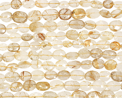 Rutilated Quartz Faceted Irregular Flat Oval 10-12x7-9mm