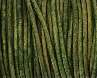 Natural Dark Green Round Leather Cord 2mm