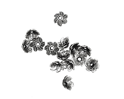 Pewter Leafy Bead Cap 5x10mm