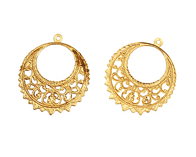 Brass Small Filigree Gypsy Hoop 28x32mm