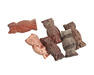 Red Bend Jasper (matte) Carved Owl 13-15x28-33mm
