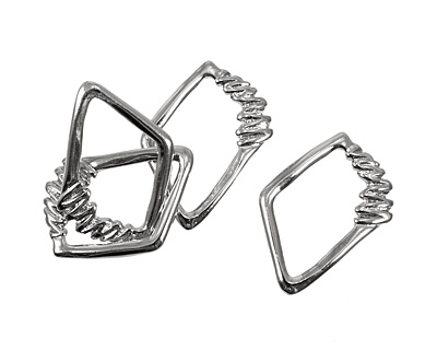 Silver (plated) Irregular Diamond w/ Zigzag 40x30mm