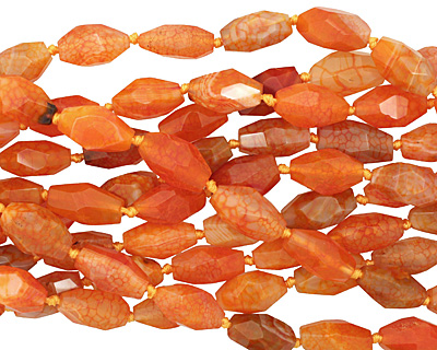 Orange Agate Faceted Rice 22-23x13-14mm