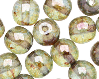 Czech Glass Luster Transparent Green Round 6mm