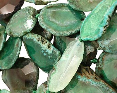 Green Agate Natural Edge Freeform Faceted Slab 41-52x18-38mm