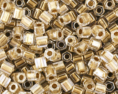 TOHO Crystal (with Gold Lining) Hex 11/0 Seed Bead