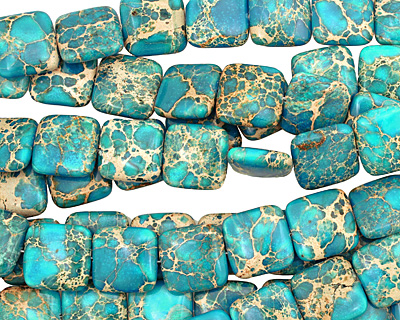 Ocean Blue Impression Jasper Puff Square 20mm