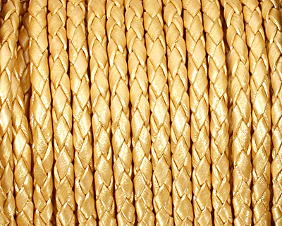 Gold (metallic) Braided Leather Bolo Cord 3mm