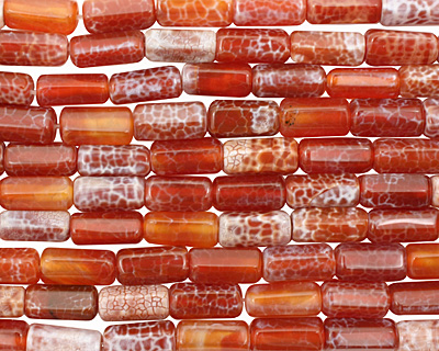 Fire Agate 6-Sided Tube 20x9-10mm