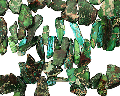 Green Impression Jasper Flat Freeform Drop Graduated 5-36x15-50mm