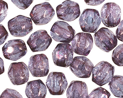 Czech Fire Polished Glass Luster Transparent Amethyst Round 3mm