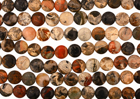 Red Silver Leaf Puff Coin 14mm