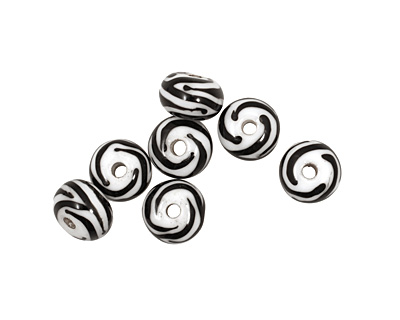 Grace Lampwork Zebra Stripes Rondelle 9x14mm