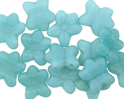 Czech Glass Aquamarine 2-Hole Flower 11x13mm