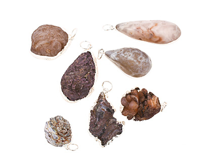 Oco Geode Pendant Set in Silver (plated) 20-27x33-45mm