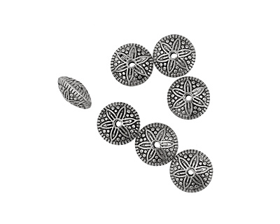 Pewter Daisy w/ Dots Rondelle 6x12mm