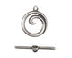 Antique Silver (plated) Simple Spiral Toggle Clasp 18x16mm, 24mm bar