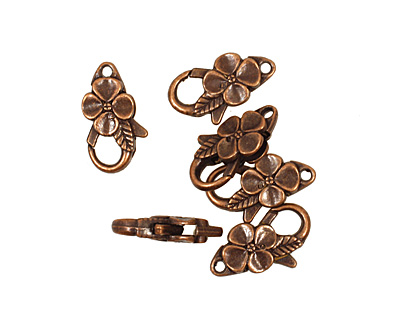 Antique Copper (plated) Floral Lobster Clasp 25x14mm