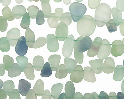 Green Fluorite (matte-finish) Freeform Drop 8x13-12x25mm